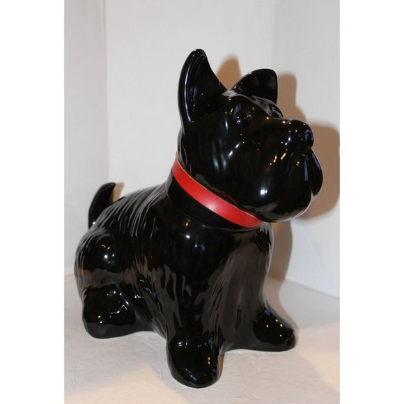 Vintage Black Porcelain Scottie Dog w/Collar Cookie Jar - Picture 2 of 8